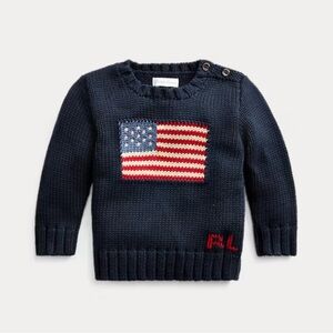 Ralph Lauren Blue and Red Sweater Classic Knit Design